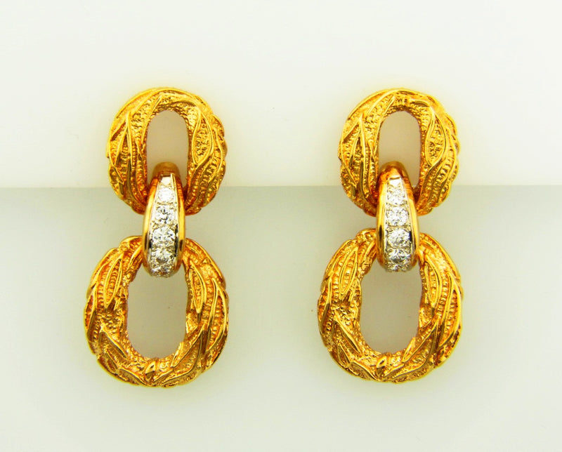 18K Yellow Gold, Diamond Door Knocker Earrings | 18 Karat Appraisers | Beverly Hills, CA | Fine Jewelry
