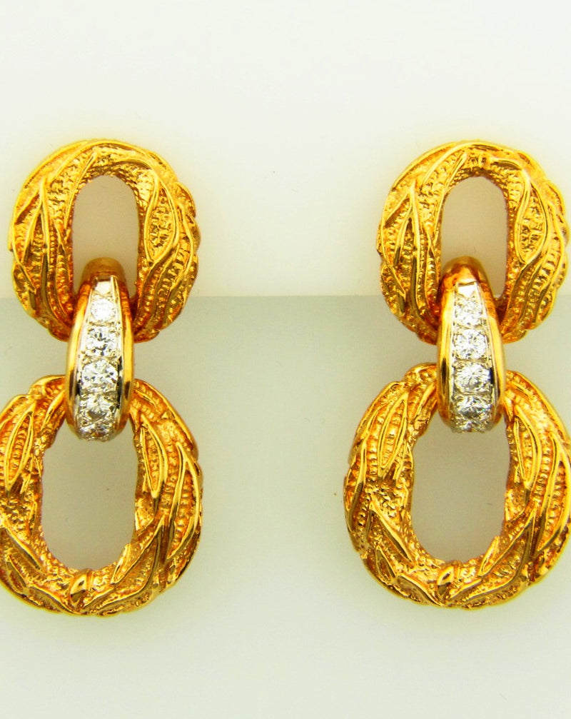 18K Yellow Gold, Diamond Door Knocker Earrings | 18 Karat Appraisers | Beverly Hills, CA | Fine Jewelry