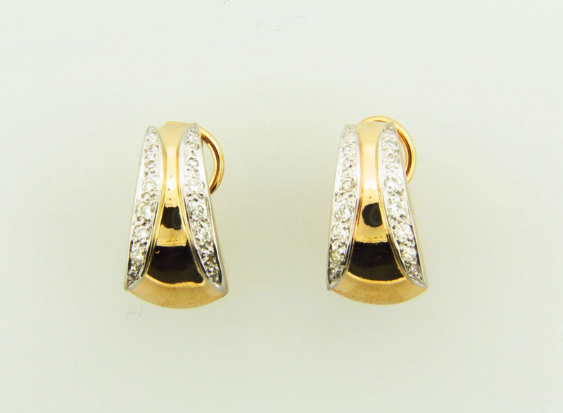 14K Yellow Gold, Half-Hoop Diamond Earrings | 18 Karat Appraisers | Beverly Hills, CA | Fine Jewelry