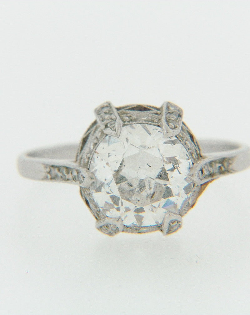 PLATINUM VINTAGE DIAMOND SOLITAIRE RING | 18 Karat Appraisers | Beverly Hills, CA | Fine Jewelry