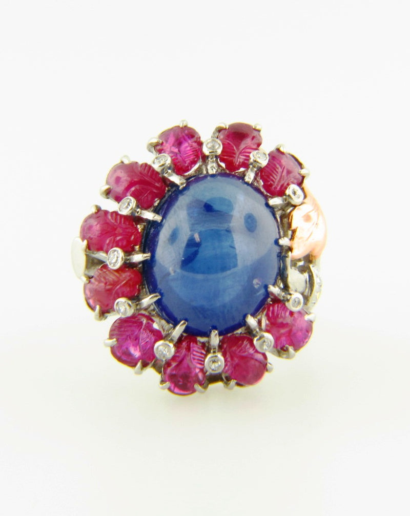 Platinum Sapphire, Ruby, and Diamond Ring | 18 Karat Appraisers | Beverly Hills, CA | Fine Jewelry