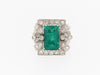 PLATINUM VINTAGE EMERALD AND DIAMOND RING | 18 Karat Appraisers | Beverly Hills, CA | Fine Jewelry