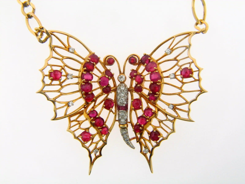 18K-YG RUBY BUTTERFLY PENDANT