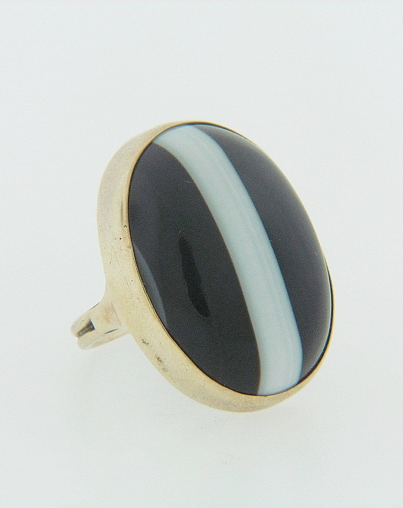 15K YELLOW GOLD BANDED AGATE RING | 18 Karat Appraisers | Beverly Hills, CA | Fine Jewelry