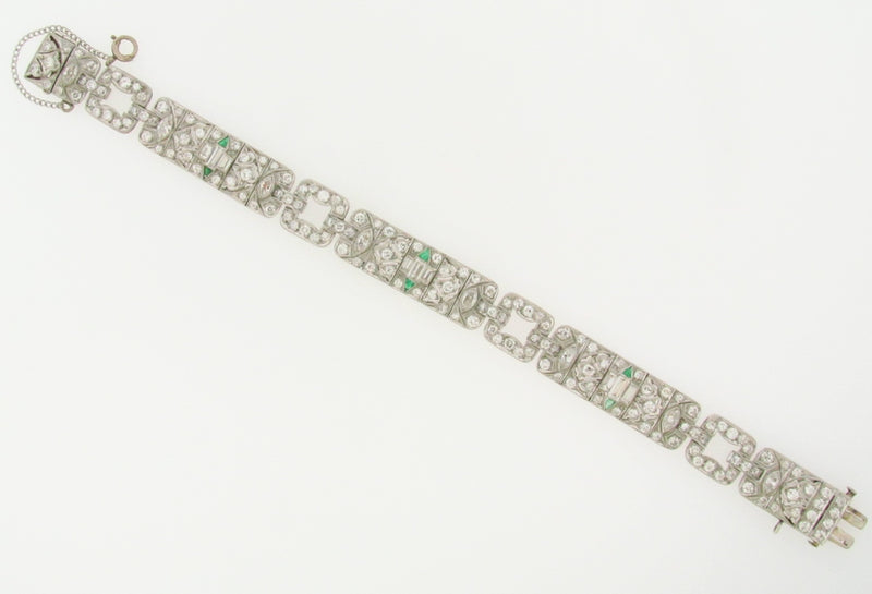 PLATINUM DIAMOND AND EMERALD BRACELET