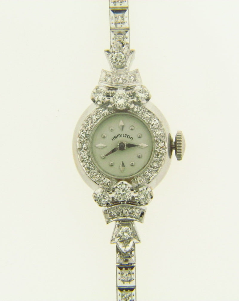 14K-WG VINTAGE DIAMOND WRISTWATCH