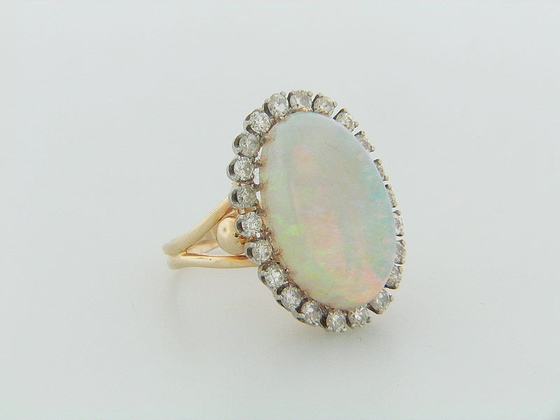 14K YELLOW GOLD OPAL AND DIAMOND RING | 18 Karat Appraisers | Beverly Hills, CA | Fine Jewelry
