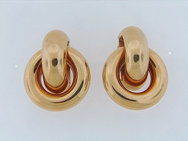 18K-YG EARRINGS WITH CIRCULAR INTERLOCKING DESIGN