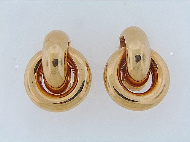 18K-YG EARRINGS WITH CIRCULAR INTERLOCKING DESIGN