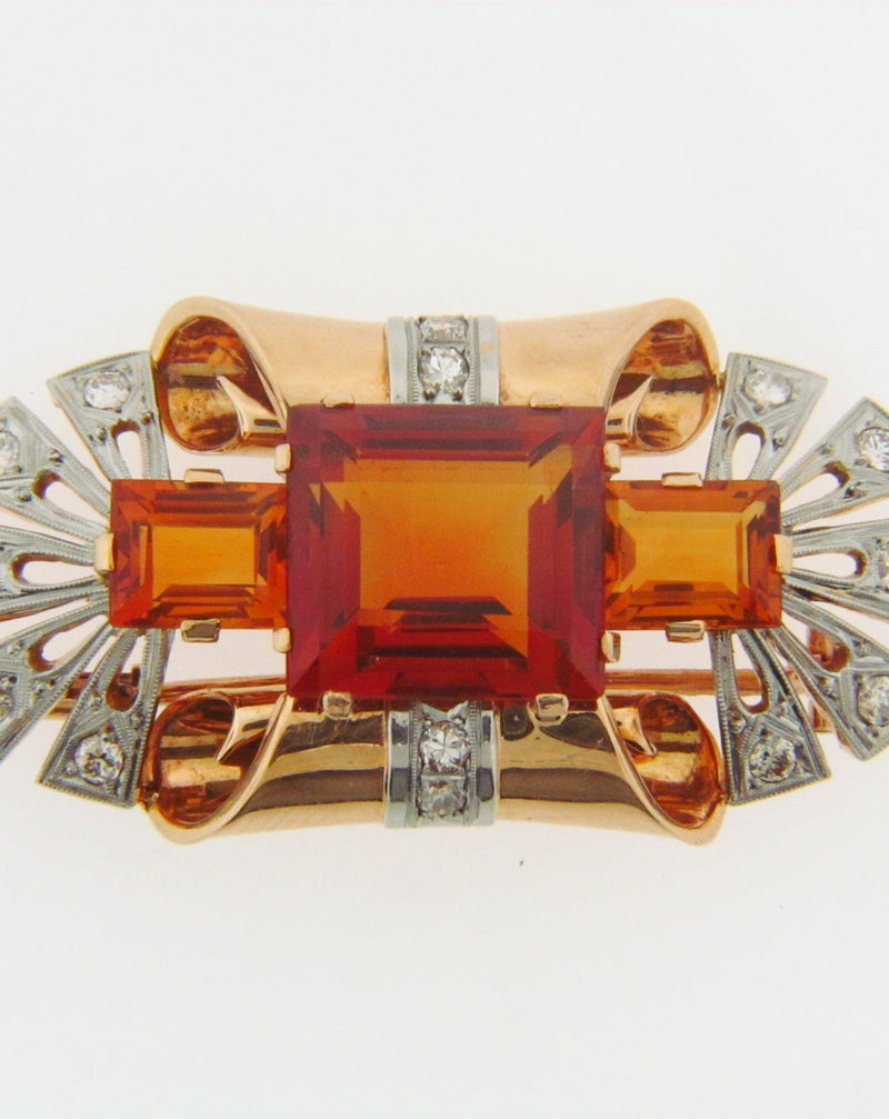 14K GOLD CITRINE AND DIAMOND BROOCH | 18 Karat Appraisers | Beverly Hills, CA | Fine Jewelry