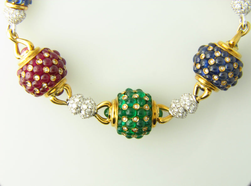 18K Yellow Gold, Diamond and Colored Stone Necklace | 18 Karat Appraisers | Beverly Hills, CA | Fine Jewelry