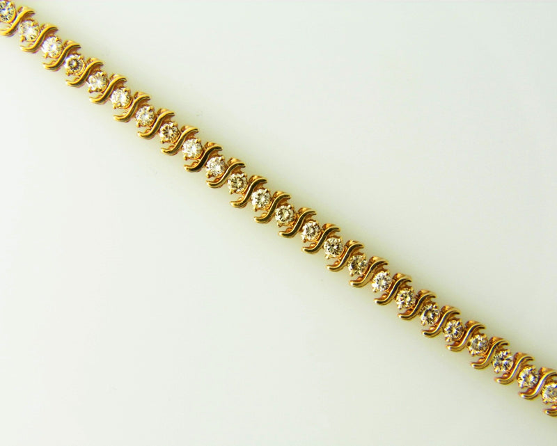 14K Yellow Gold, Diamond Tennis Bracelet | 18 Karat Appraisers | Beverly Hills, CA | Fine Jewelry