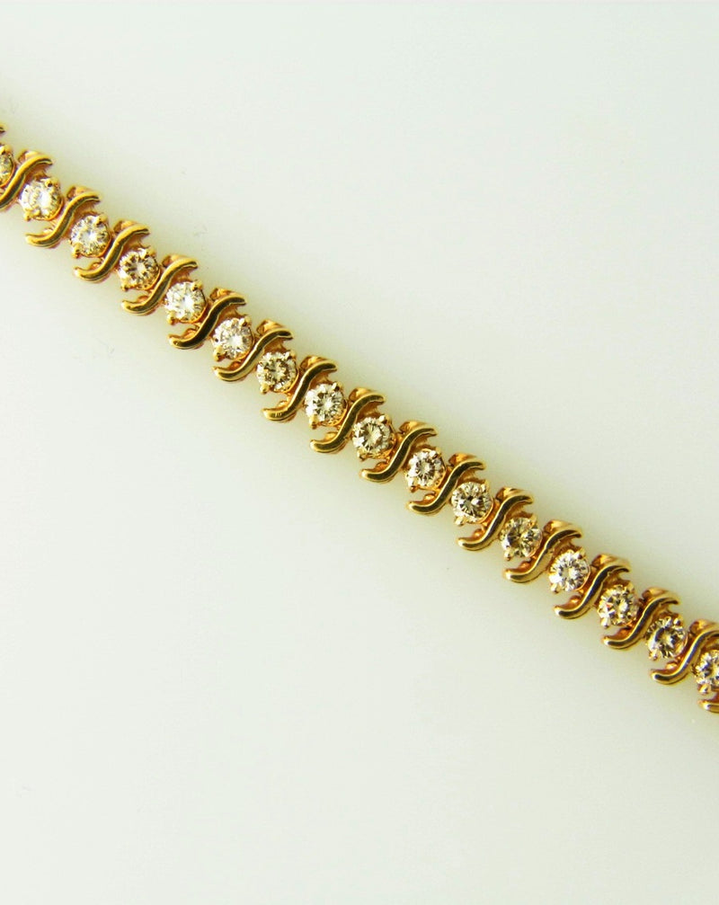 14K Yellow Gold, Diamond Tennis Bracelet | 18 Karat Appraisers | Beverly Hills, CA | Fine Jewelry