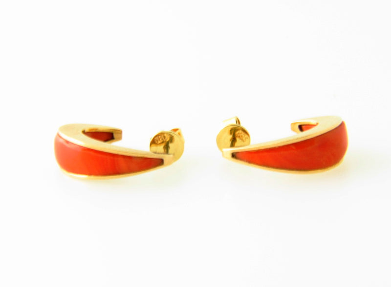 14K Yellow Gold, Coral Hoop Earrings | 18 Karat Appraisers | Beverly Hills, CA | Fine Jewelry