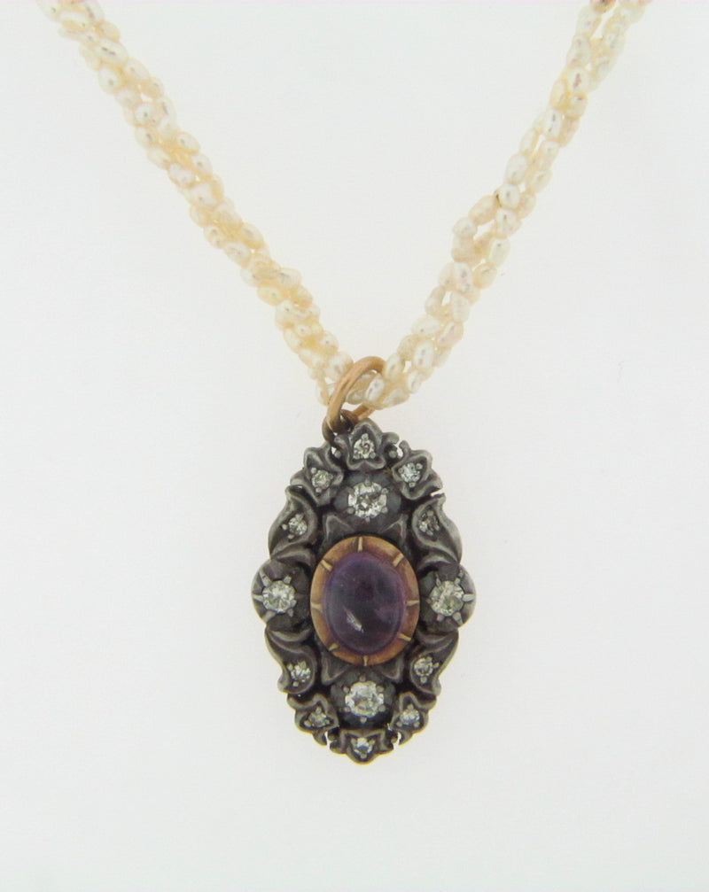 SILVER TOPPED, 14K YELLOW GOLD AMETHYST AND DIAMOND PENDANT | 18 Karat Appraisers | Beverly Hills, CA | Fine Jewelry