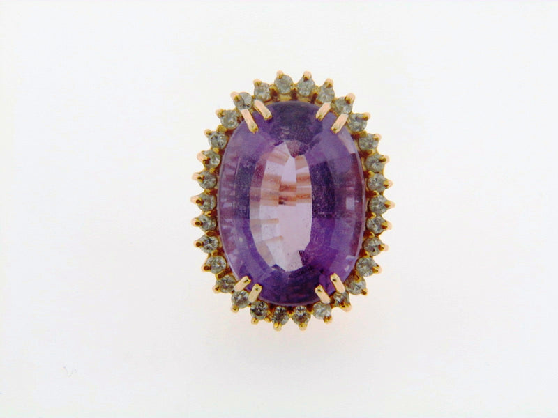 14K-YG Amethyst and Diamond Ring