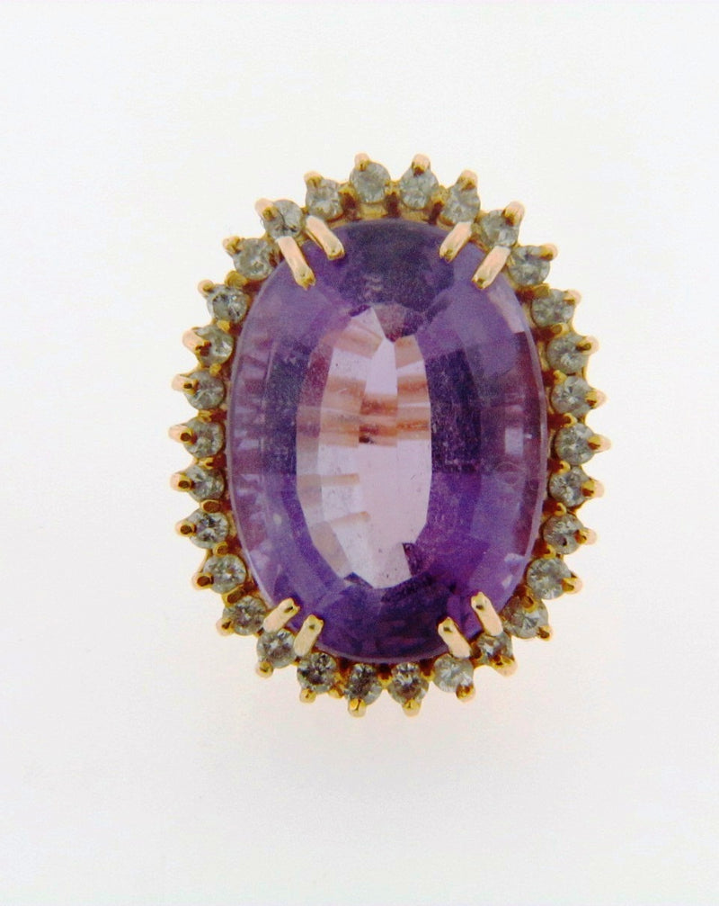 14K-YG Amethyst and Diamond Ring