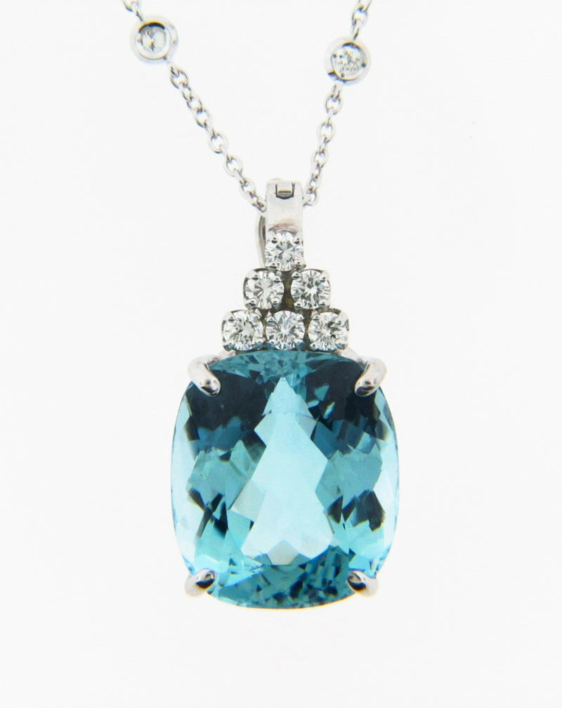 18K White Gold Aquamarine and Diamond Pendant | 18 Karat Appraisers | Beverly Hills, CA | Fine Jewelry