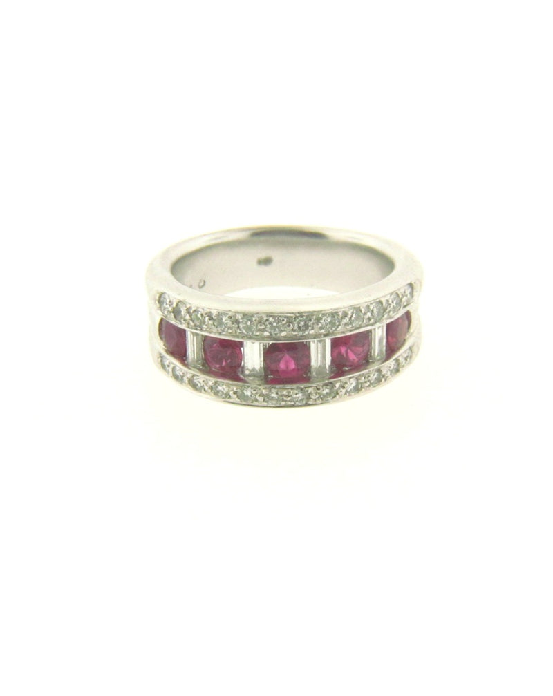 14K White Gold Pink Sapphire and Diamond Band | 18 Karat Appraisers | Beverly Hills, CA | Fine Jewelry