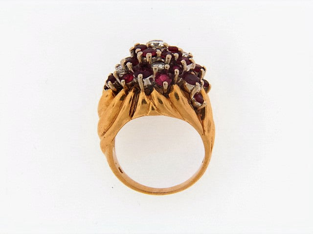 18K-YG RUBY AND DIAMOND RING