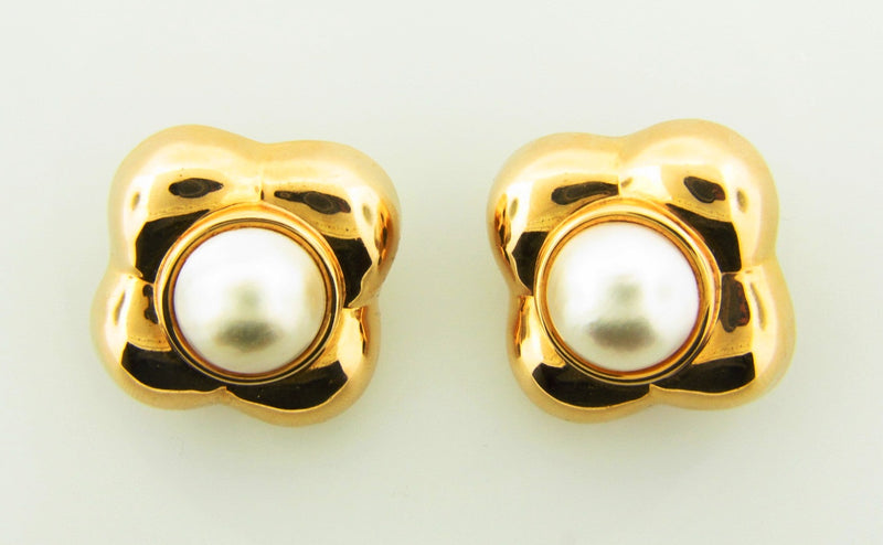 14K Yellow Gold, Mabe Pearl Earrings | 18 Karat Appraisers | Beverly Hills, CA | Fine Jewelry