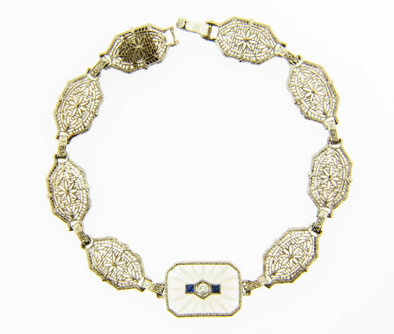Art Deco 14K White Gold Bracelet