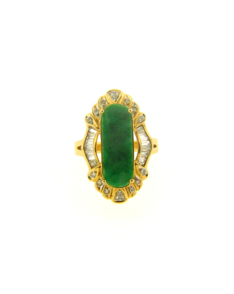 18K Yellow Gold Jade and Diamond Ring | 18 Karat Appraisers | Beverly Hills, CA | Fine Jewelry