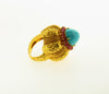18K Yellow Gold, Turquoise and Ruby Dome Ring | 18 Karat Appraisers | Beverly Hills, CA | Fine Jewelry