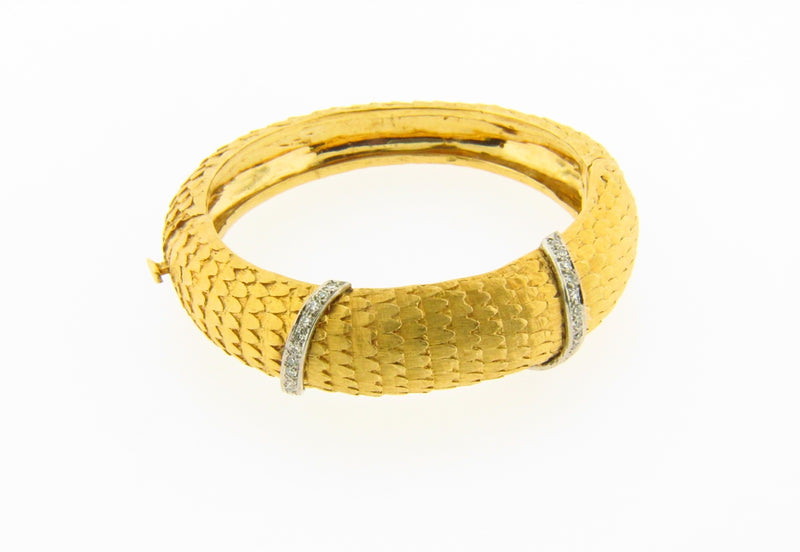 14K Yellow Gold, Diamond Bangle Bracelet | 18 Karat Appraisers | Beverly Hills, CA | Fine Jewelry