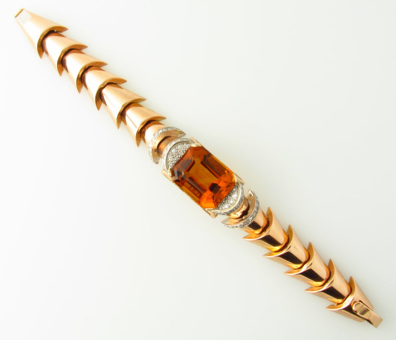 Retro 18K Rose Gold, Citrine and Diamond Bracelet | 18 Karat Appraisers | Beverly Hills, CA | Fine Jewelry