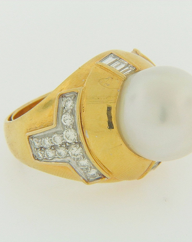18K YELLOW GOLD PEARL AND DIAMOND RING | 18 Karat Appraisers | Beverly Hills, CA | Fine Jewelry
