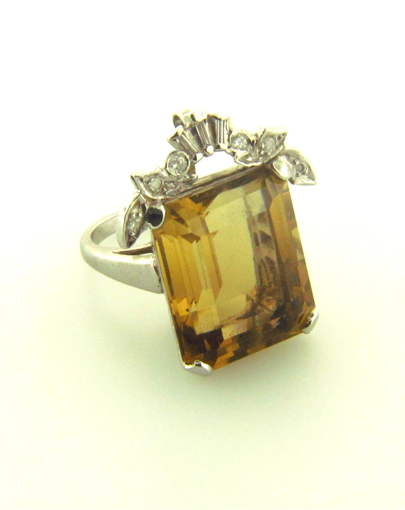 18K White Gold Citrine and Diamond Ring | 18 Karat Appraisers | Beverly Hills, CA | Fine Jewelry