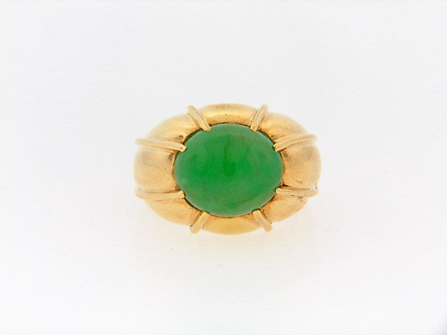 18K-YG GREEN JADEITE JADE RING | 18 Karat Appraisers | Beverly Hills, CA | Fine Jewelry