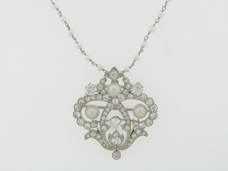 PLATINUM DIAMOND AND PEARL PENDANT | 18 Karat Appraisers | Beverly Hills, CA | Fine Jewelry
