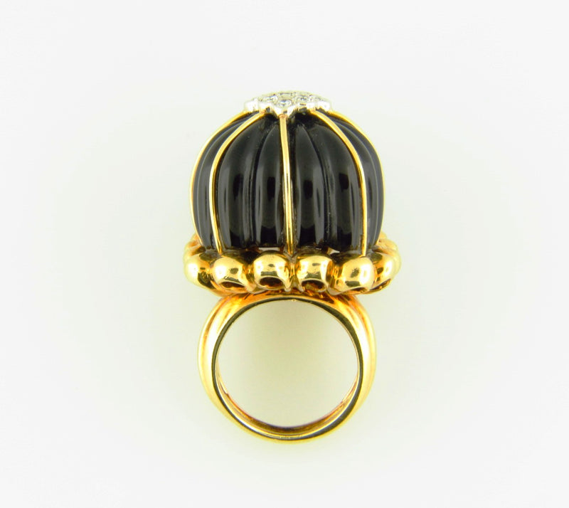 18K Yellow Gold, Onyx and Diamond Dome Ring | 18 Karat Appraisers | Beverly Hills, CA | Fine Jewelry