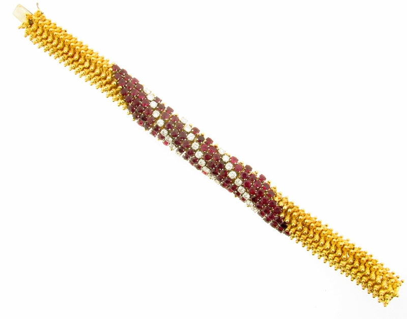 18K Yellow and White Gold, Ruby and Diamond Bracelet | 18 Karat Appraisers | Beverly Hills, CA | Fine Jewelry