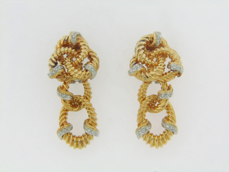 18K YELLOW GOLD DIAMOND DANGLE EARRINGS | 18 Karat Appraisers | Beverly Hills, CA | Fine Jewelry