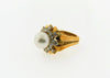 18K Yellow Gold, White Cultured Pearl and Diamond Ring