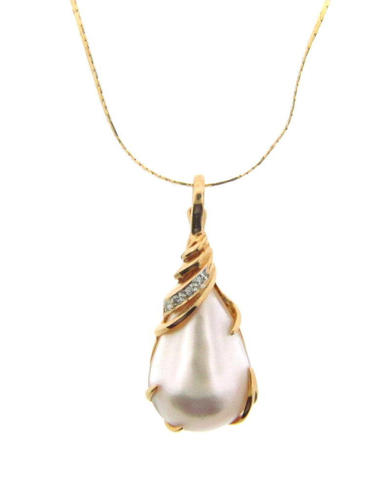 14K Yellow Gold Diamond and Pearl Pendant | 18 Karat Appraisers | Beverly Hills, CA | Fine Jewelry
