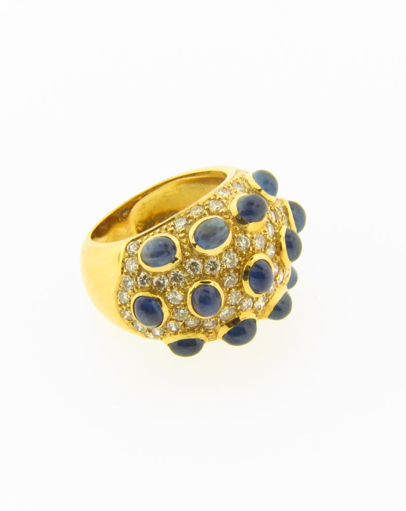 18K Yellow Gold Sapphire and Diamond Ring | 18 Karat Appraisers | Beverly Hills, CA | Fine Jewelry