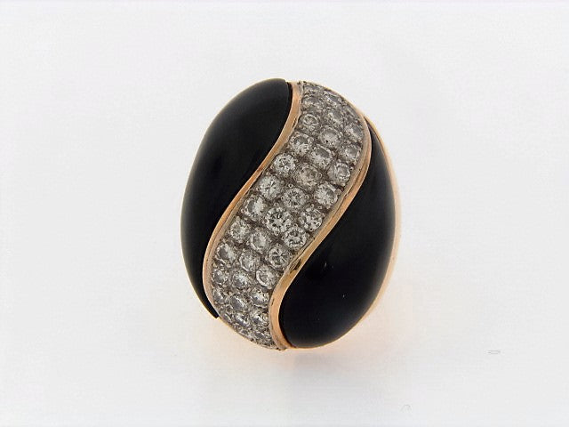18K-YG DIAMOND AND BLACK ONYX RING