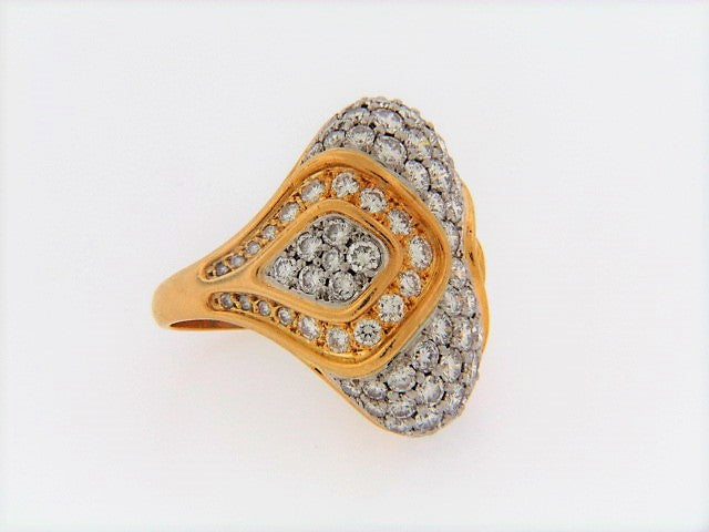 18K-YG+PLAT DIAMOND DOME RING