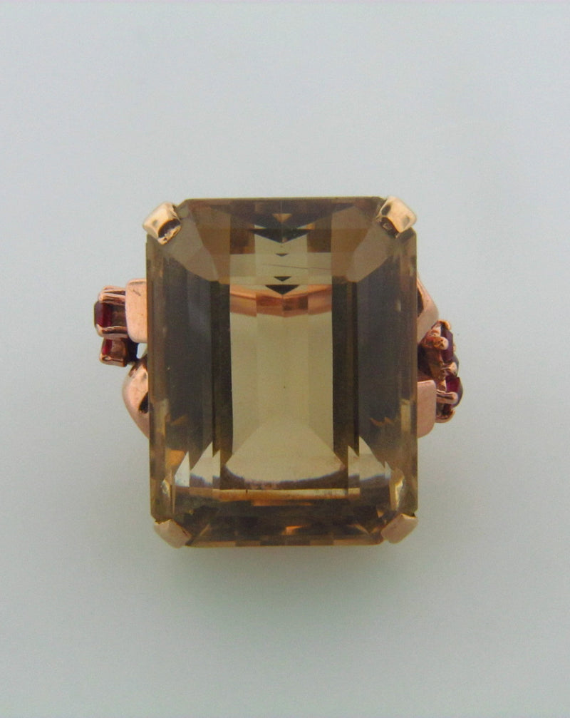 14K Rose and Yellow Gold Citrine and Ruby Ring | 18 Karat Appraisers | Beverly Hills, CA | Fine Jewelry