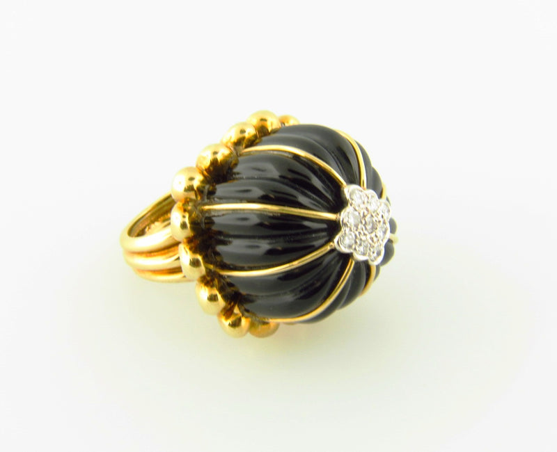 18K Yellow Gold, Onyx and Diamond Dome Ring | 18 Karat Appraisers | Beverly Hills, CA | Fine Jewelry