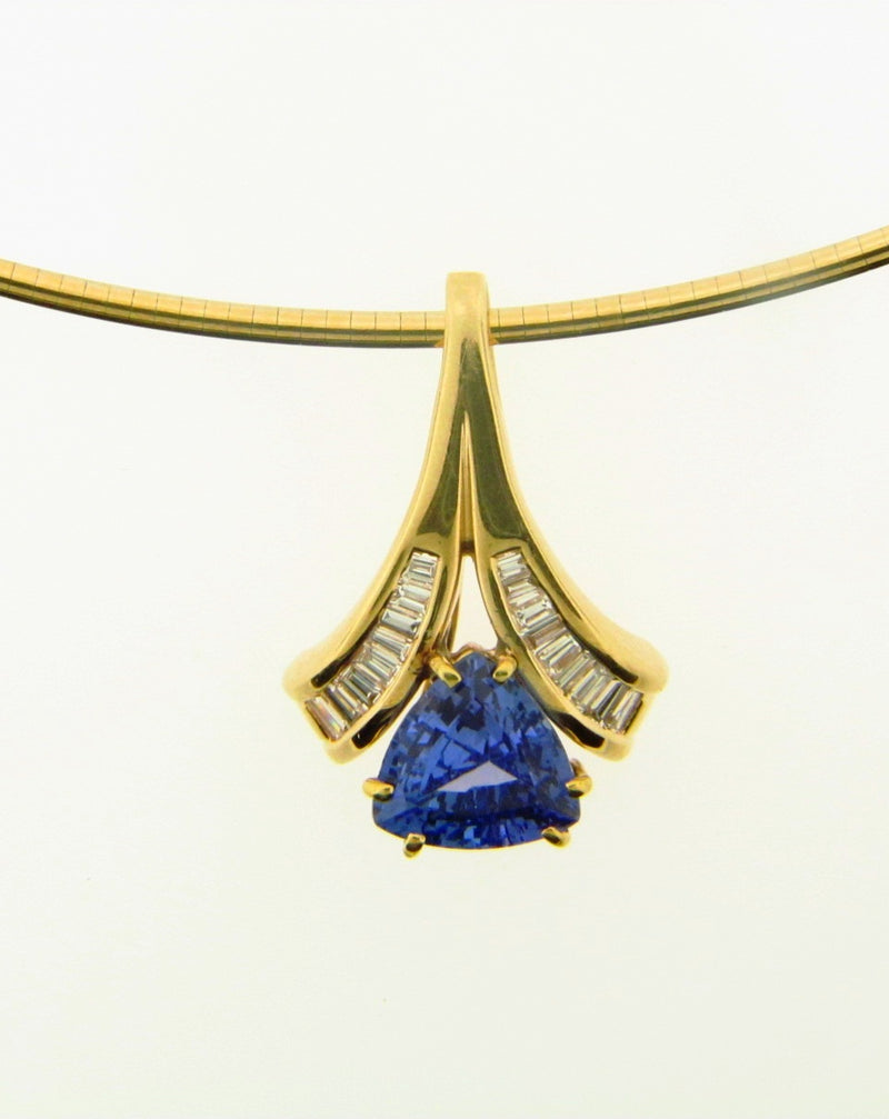14K Yellow and White Gold, Tanzanite and Diamond Pendant | 18 Karat Appraisers | Beverly Hills, CA | Fine Jewelry