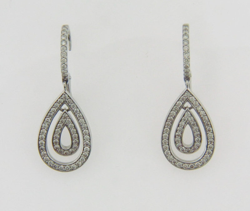 14K WHITE GOLD DIAMOND DANGLING EARRINGS | 18 Karat Appraisers | Beverly Hills, CA | Fine Jewelry
