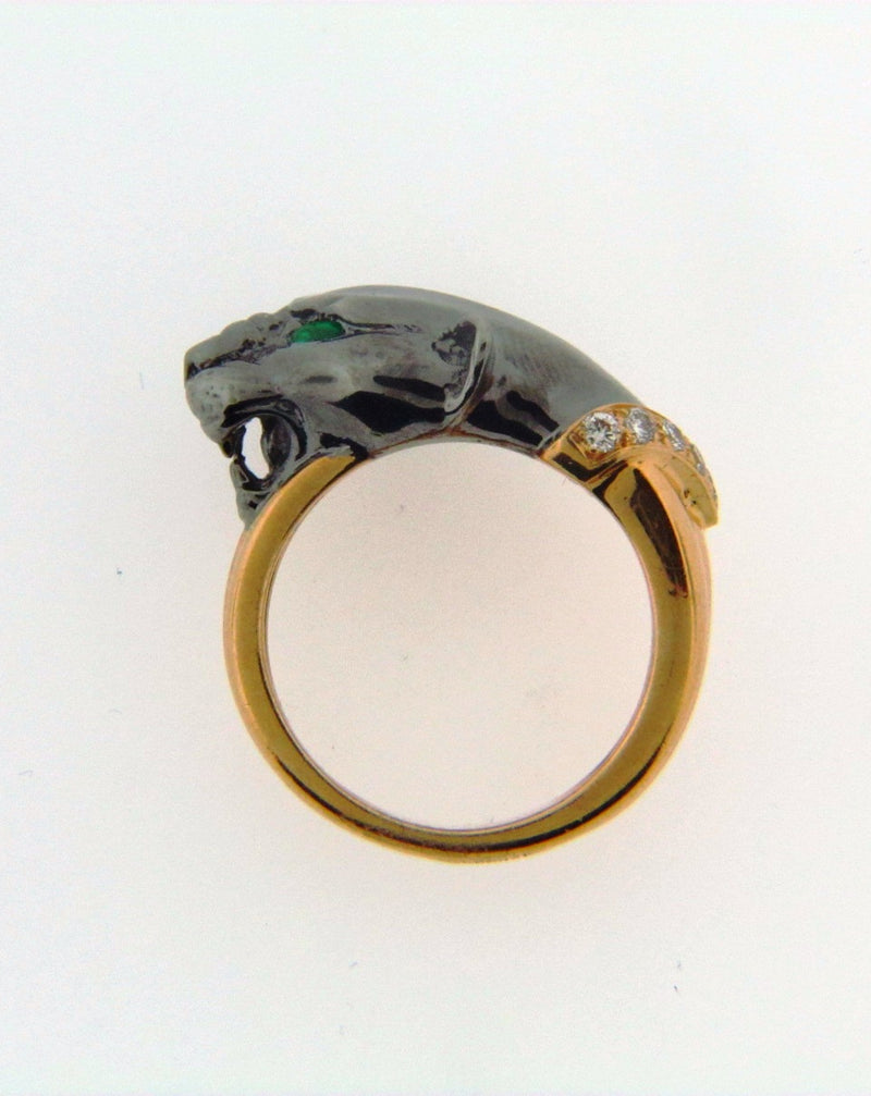 18K-YG AND BLACK OXIDIZED GOLD PANTHER RING