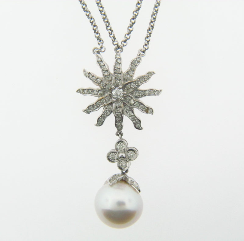 18K White Gold Diamond and Pearl Pendant | 18 Karat Appraisers | Beverly Hills, CA | Fine Jewelry