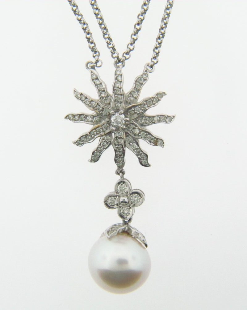18K White Gold Diamond and Pearl Pendant | 18 Karat Appraisers | Beverly Hills, CA | Fine Jewelry