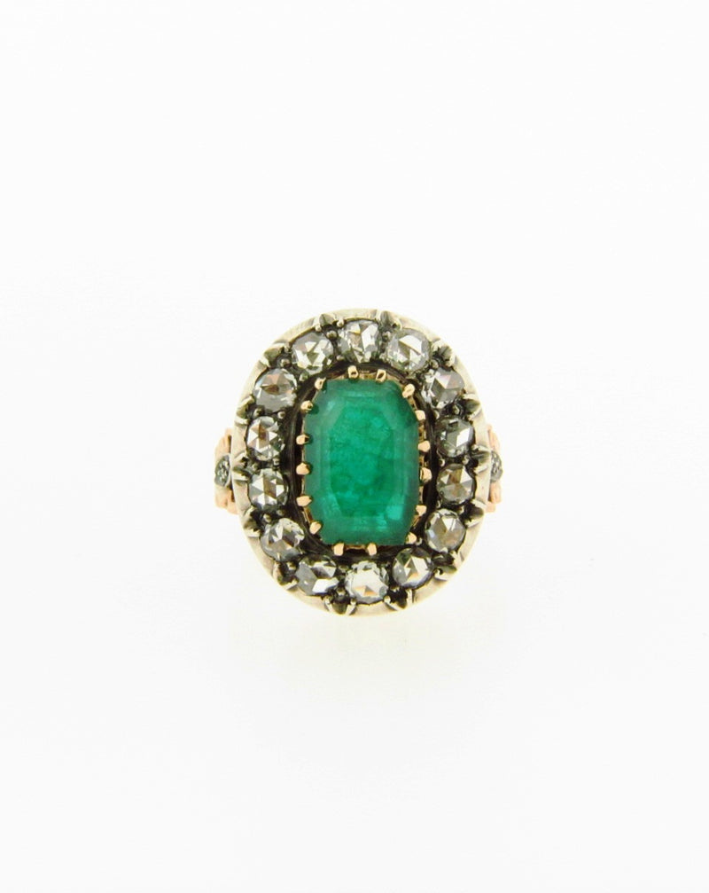 Silver and 18K Yellow Gold Emerald and Diamond Ring | 18 Karat Appraisers | Beverly Hills, CA | Fine Jewelry